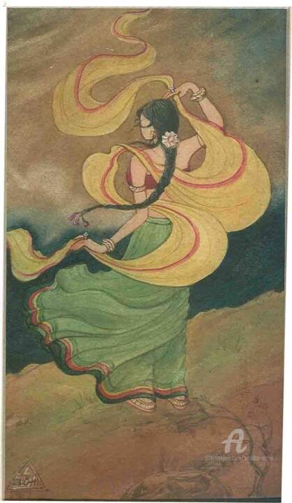 Peinture intitulée "DANCER 1" par Suddha Sama, Œuvre d'art originale, Aquarelle