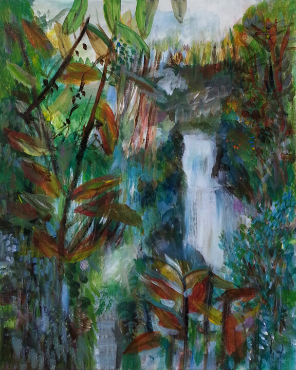 Painting titled "Il était une forêt" by Muriel Cayet, Original Artwork, Acrylic