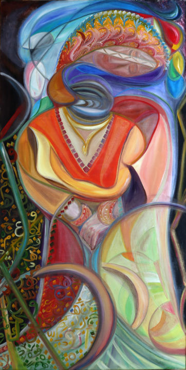 Schilderij getiteld "Layered" door Inaam Obaidi Onsi, Origineel Kunstwerk, Olie