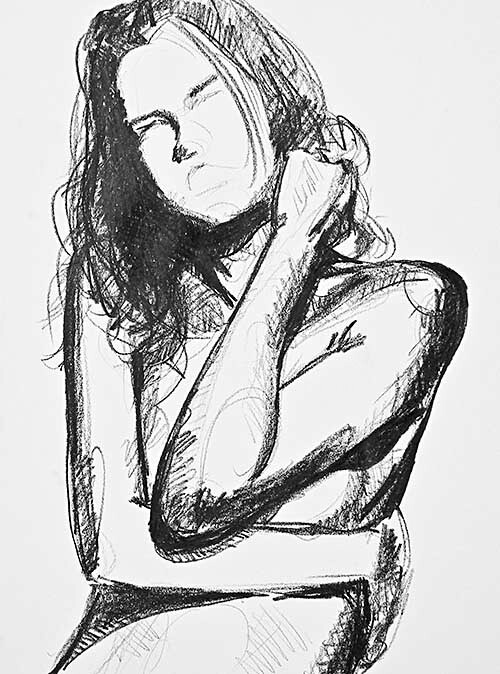 Disegno intitolato "Girl 011" da Manu Toxxic, Opera d'arte originale, Carbone