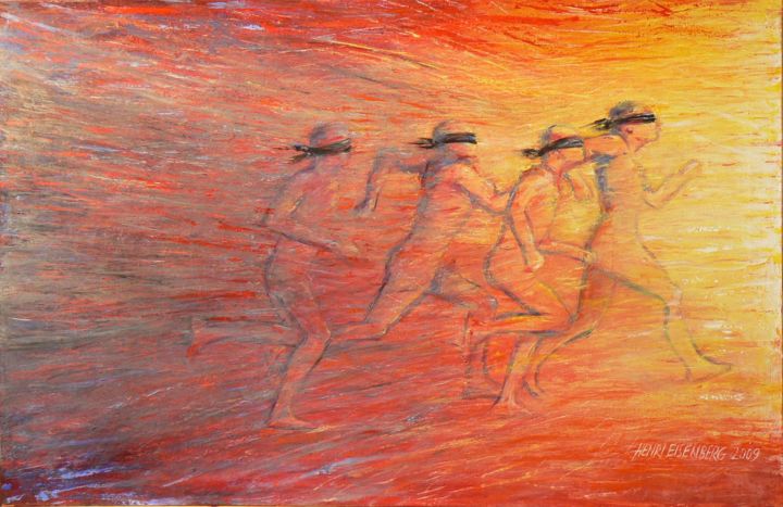 Blind Runners, ou La Course à l'Aveuglette 绘画, 25.6x39.4 in