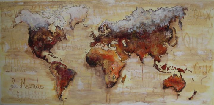 Painting titled "carte-du-monde.jpg" by Laetitia Toussaint, Original Artwork