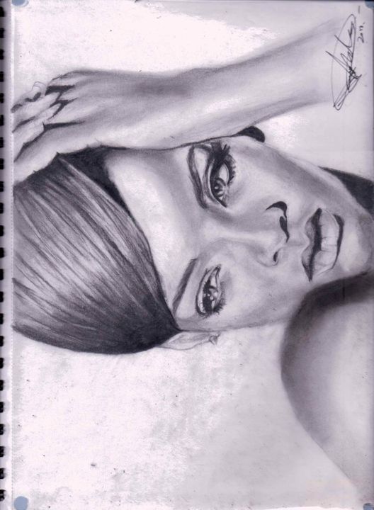 Drawing titled "Rihanna" by Akash Amalean, Original Artwork, Pencil