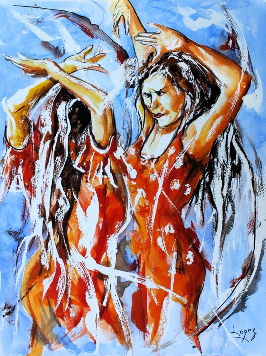 277 Face a face de flamenco 绘画, 15.8x11.8 in