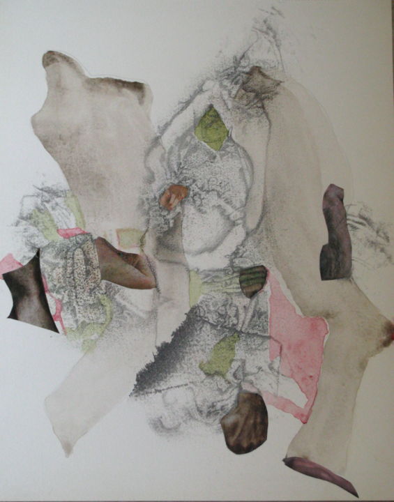 Drawing titled "La penderie s'épuise" by Chantal Tichit, Original Artwork, Watercolor