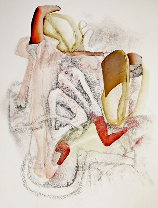 Drawing titled "Dedans/dehors - 1" by Chantal Tichit, Original Artwork, Watercolor