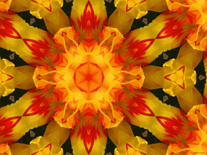 Digital Arts titled "Kaleidoscope Geomet…" by Ken Grzesik, Original Artwork, Digital Painting