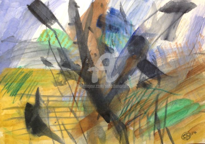 Painting titled "Audessu des Champs" by Sebastian Olivier Burckhardt, Original Artwork, Other