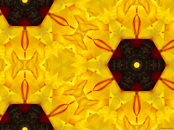 Digital Arts titled "Kaleidoscope Geomet…" by Ken Grzesik, Original Artwork, Digital Painting