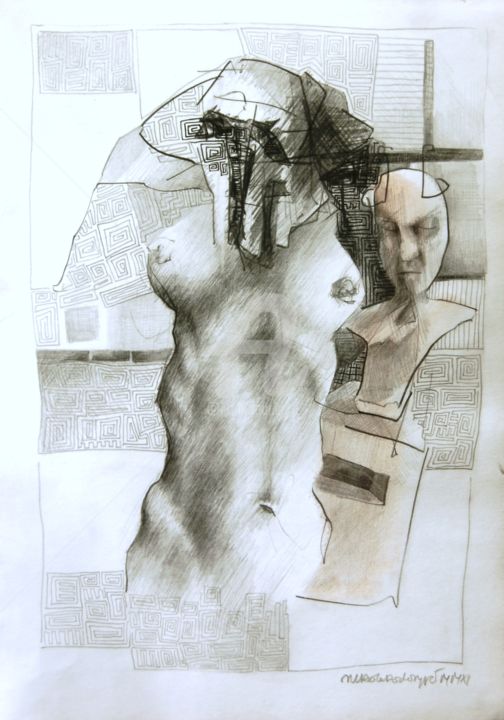 Drawing titled "WonderWoman" by Nikola Radonjic Johnny, Original Artwork, Graphite