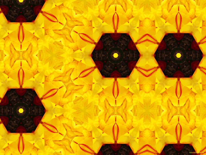 Digital Arts titled "Kaleidoscope Geomet…" by Ken Grzesik, Original Artwork, Digital Painting