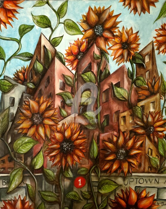 Sunflowers Uptown and da Bronx 绘画, 20x16 in