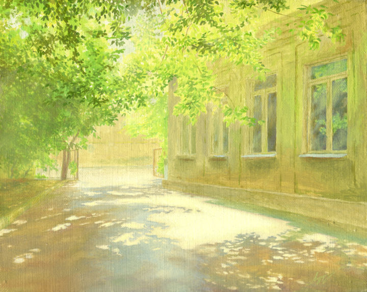 Pittura intitolato "В солнечном свете" da Anastasiia Anatolevna Burdenkova, Opera d'arte originale, Olio