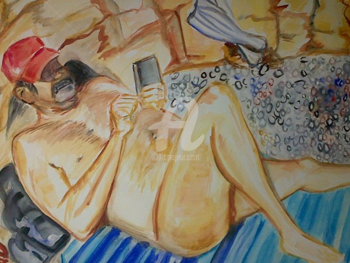 Peinture intitulée "cellphone-invasion-…" par Lm Arnal, Œuvre d'art originale
