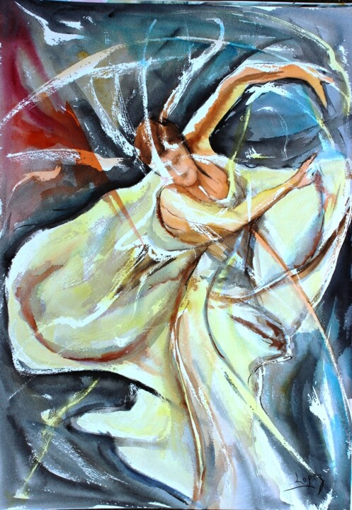 285 Drapé de danse 绘画, 18.9x14.2 in