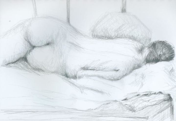 Drawing titled "Aktstudie, schlafend" by Ralf Czekalla, Original Artwork, Other