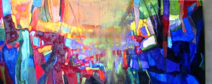 Painting titled "Long View" by Benedict Adedipe, Original Artwork, Oil