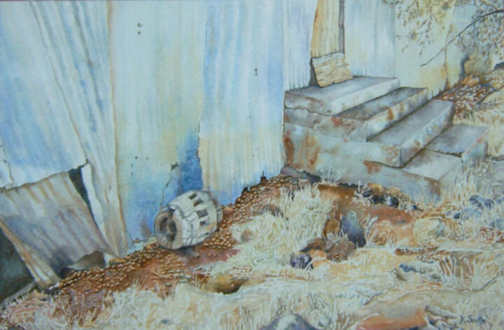 Painting titled "Where Rabbits Dwell…" by Scally Art, Original Artwork, Watercolor