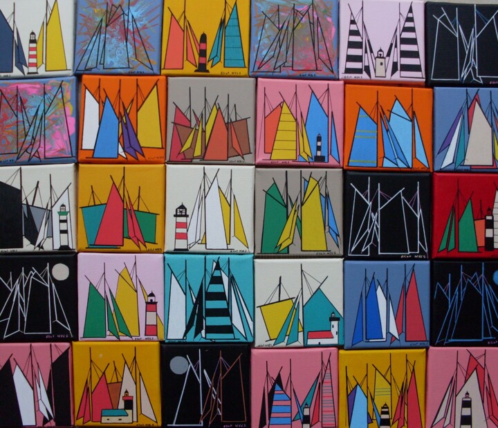 Painting titled "patchwork-12x12-201…" by Nyls  Eliot, Original Artwork, Acrylic