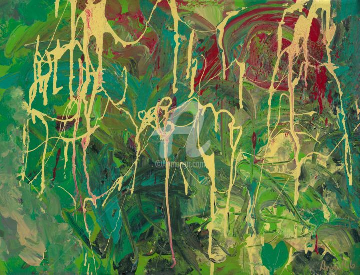 绘画 标题为“Green Envy Act of C…” 由Ania M Milo, 原创艺术品, 丙烯