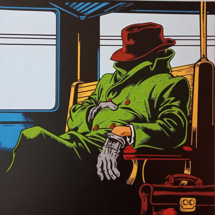 Painting titled "Viaggio in 2 classe…" by Marco Arduini, Original Artwork, Tempera