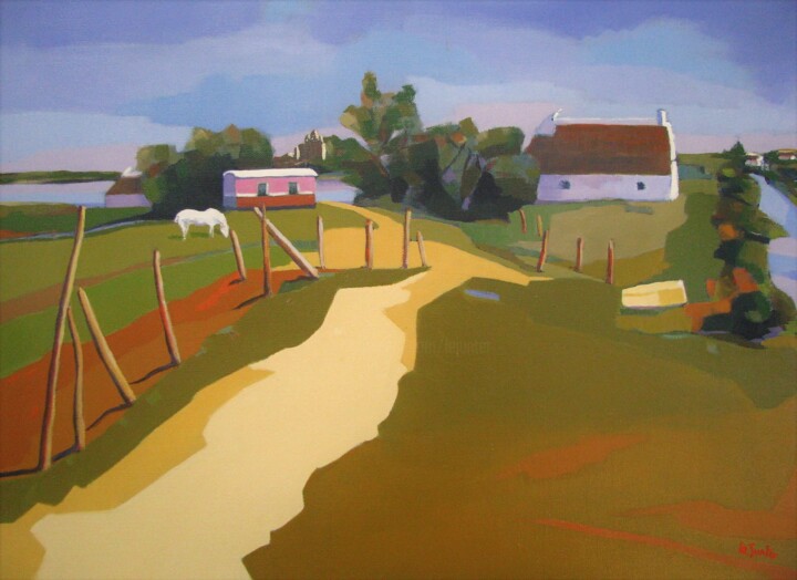 Peinture intitulée "Les Saintes Maries…" par Jean-Noël Le Junter, Œuvre d'art originale, Huile Monté sur Châssis en bois