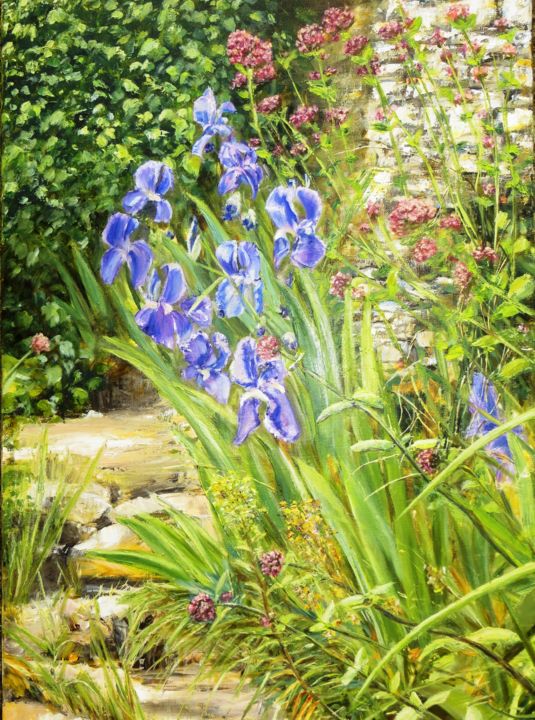 Peinture intitulée "IRIS DE PROVENCE" par Chantal Martin (chm), Œuvre d'art originale, Huile