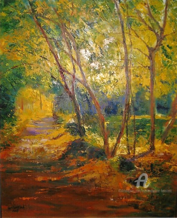 Peinture intitulée "sous bois" par Marie Andrée Hembert, Œuvre d'art originale, Huile