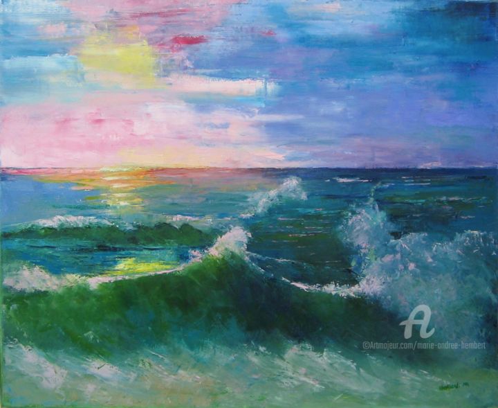 Peinture intitulée "Ecume" par Marie Andrée Hembert, Œuvre d'art originale, Huile Monté sur Châssis en bois