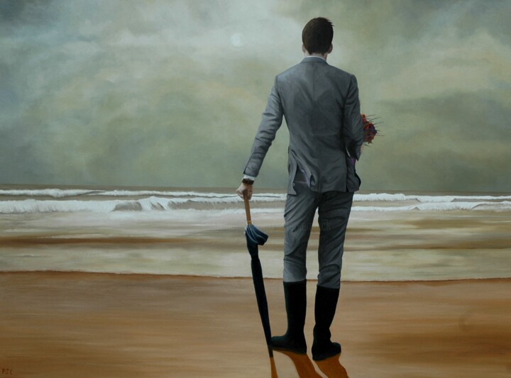 Painting titled "Waiting for Bonnie" by Peter Seminck, Original Artwork, Oil