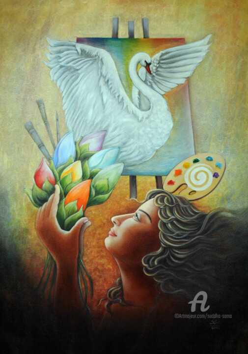 Peinture intitulée "WISDOM TREE" par Suddha Sama, Œuvre d'art originale, Huile