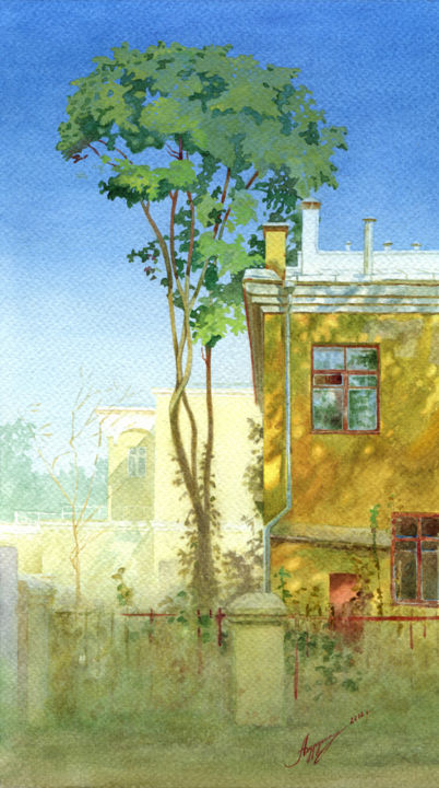 Pittura intitolato "Дерево" da Anastasiia Anatolevna Burdenkova, Opera d'arte originale, Acquarello