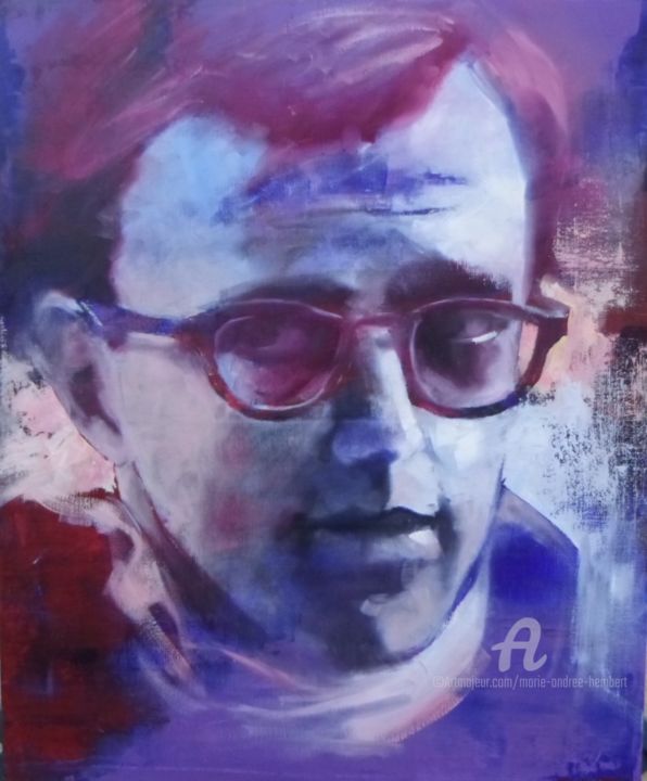 Peinture intitulée "Woody Allen" par Marie Andrée Hembert, Œuvre d'art originale, Huile