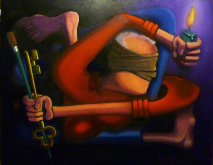 Ζωγραφική με τίτλο "Tangled Quest" από Peter A. Lang, Αυθεντικά έργα τέχνης, Λάδι