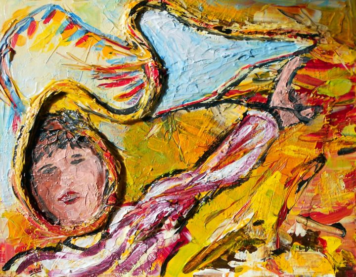Pintura titulada "L ENFANT AU CERF VO…" por Nicodi, Obra de arte original, Acrílico
