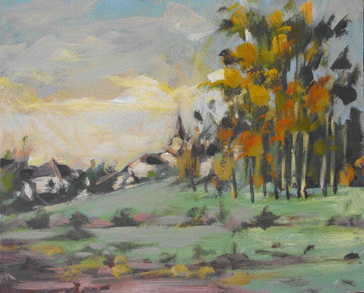 "Glonville au loin…" başlıklı Tablo Christian Arnould tarafından, Orijinal sanat, Petrol