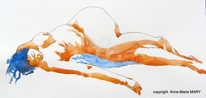 Dessin intitulée "croquis Désirée 26…" par Anne-Marie Mary, Œuvre d'art originale, Encre