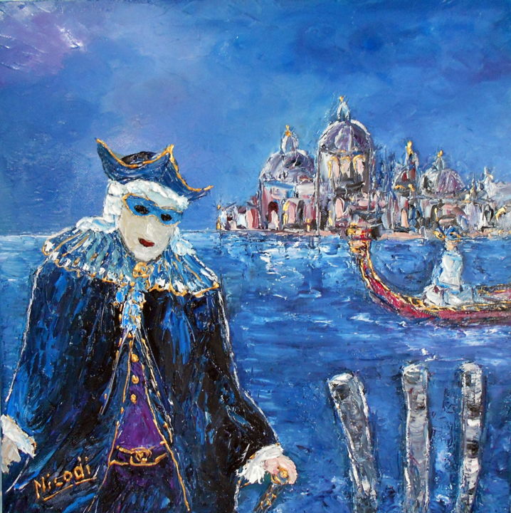 Peinture intitulée "CARNAVAL A VENISE" par Nicodi, Œuvre d'art originale, Huile
