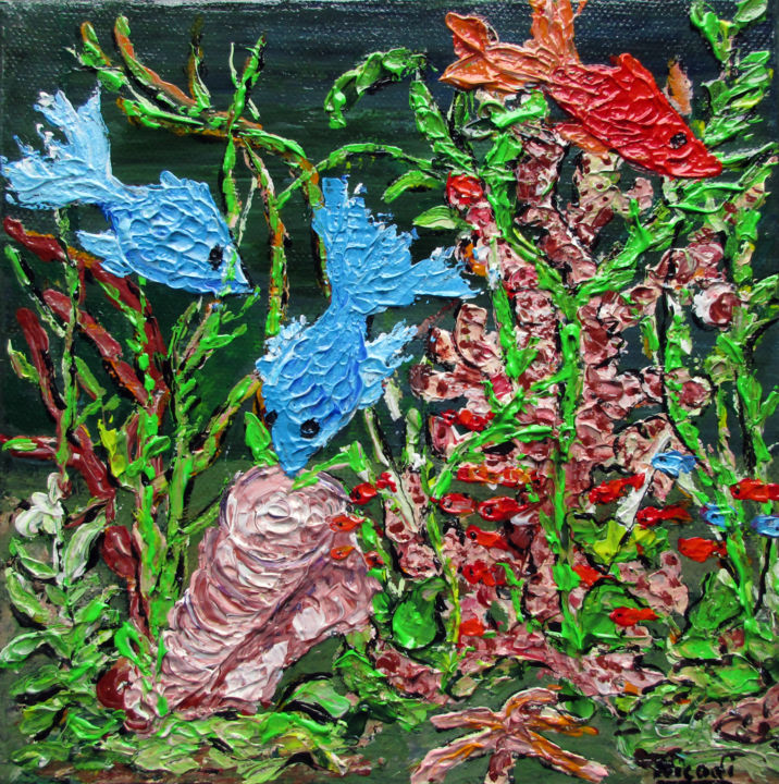 Peinture intitulée "L AQUARIUM 1" par Nicodi, Œuvre d'art originale, Acrylique