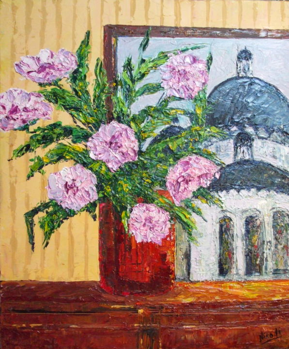 Peinture intitulée "DEVANT LA FENETRE D…" par Nicodi, Œuvre d'art originale, Huile