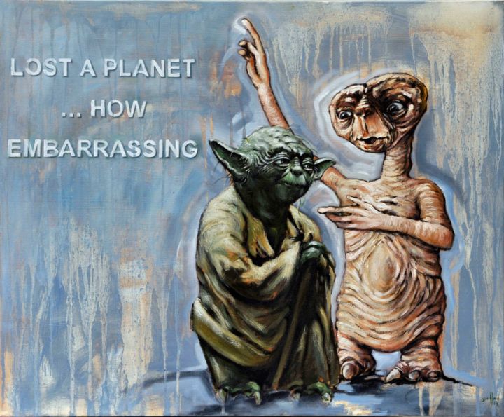 「YODA - ET」というタイトルの絵画 Pascal Buffardによって, オリジナルのアートワーク, オイル