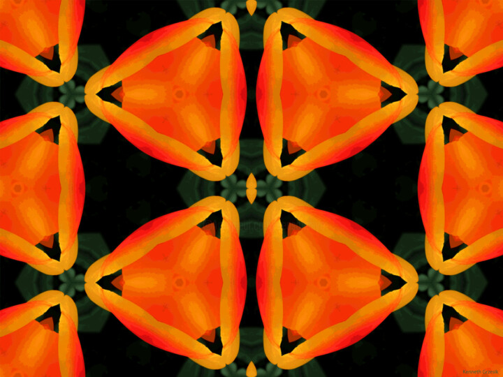 Digital Arts titled "Kaleidoscope Geomet…" by Ken Grzesik, Original Artwork, Digital Painting