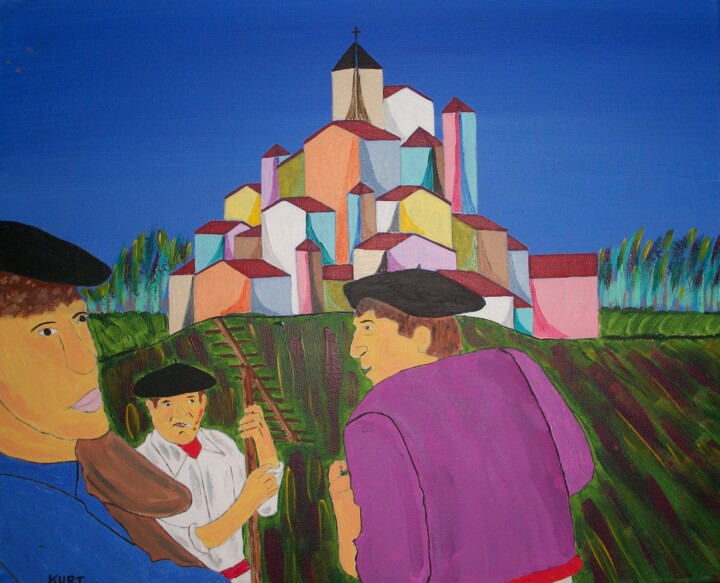 Tableau naif campesinos 绘画, 15.8x19.7 in