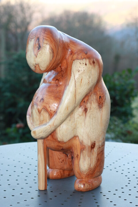Scultura intitolato "Vieil homme" da Max Bernard, Opera d'arte originale, Legno