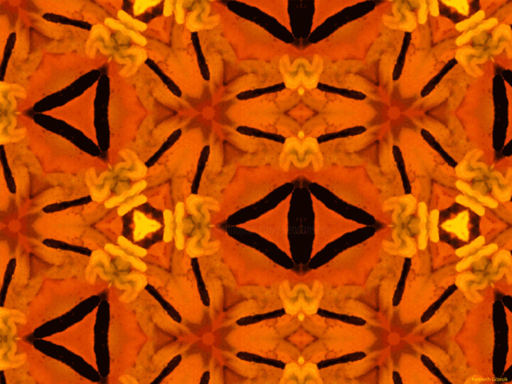 Digital Arts titled "Kaleidoscope Geomet…" by Ken Grzesik, Original Artwork, Digital Painting