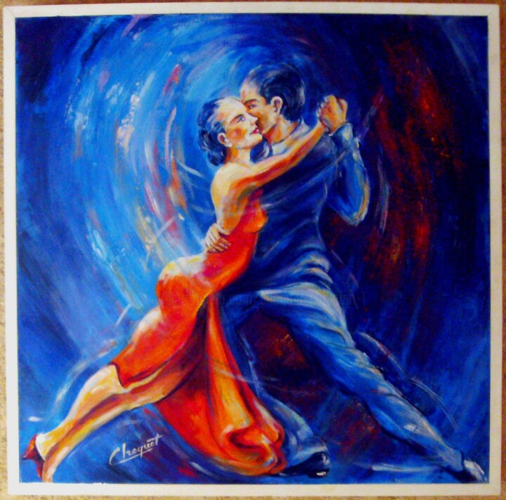 Peinture intitulée "tableau "couple dan…" par Christian Choquet, Œuvre d'art originale, Acrylique Monté sur Châssis en bois