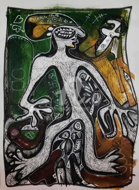 Drawing titled "BAYES VIVANT" by Bruno Antony-Thouret (bruno antony), Original Artwork, Marker