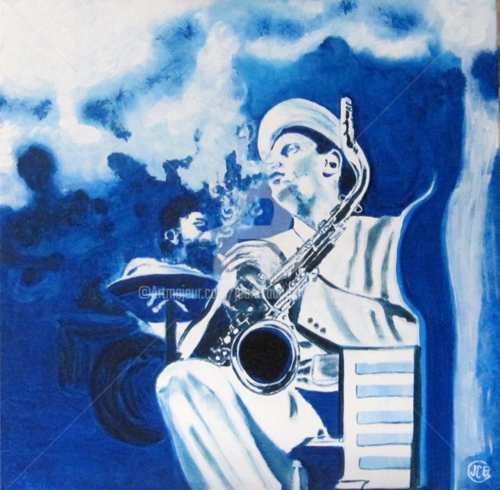 BLEU EN RYTHME n° 303 12/2014 绘画, 27.6x27.6 in