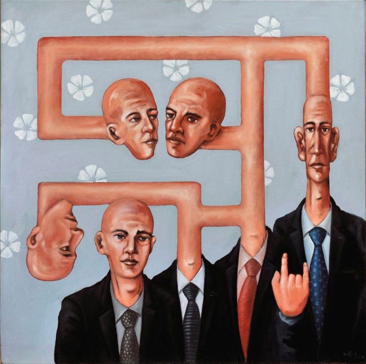 Peinture intitulée "labyrinthe des pens…" par Pascal Buffard, Œuvre d'art originale