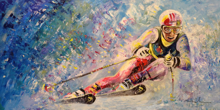 Skiing 08 绘画, 29.5x59.1 in